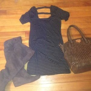Grey and black stripe dress