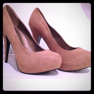Camel platform pumps--never worn.
