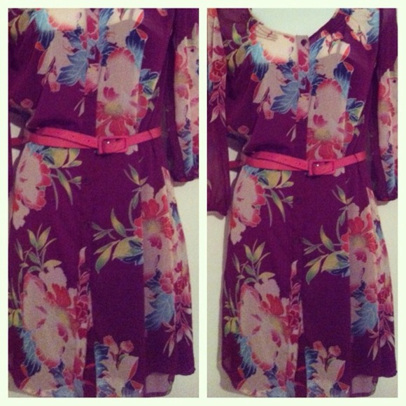 Purple Floral Shift Dress
