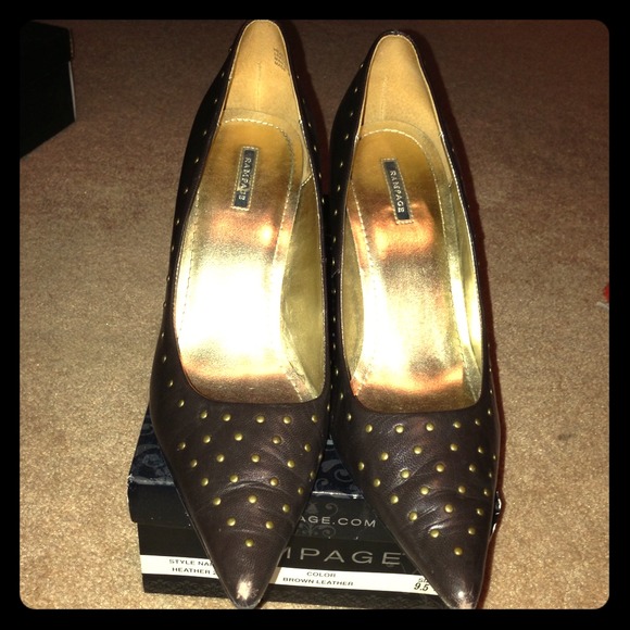 Rampage Brown Leather Studded Heels