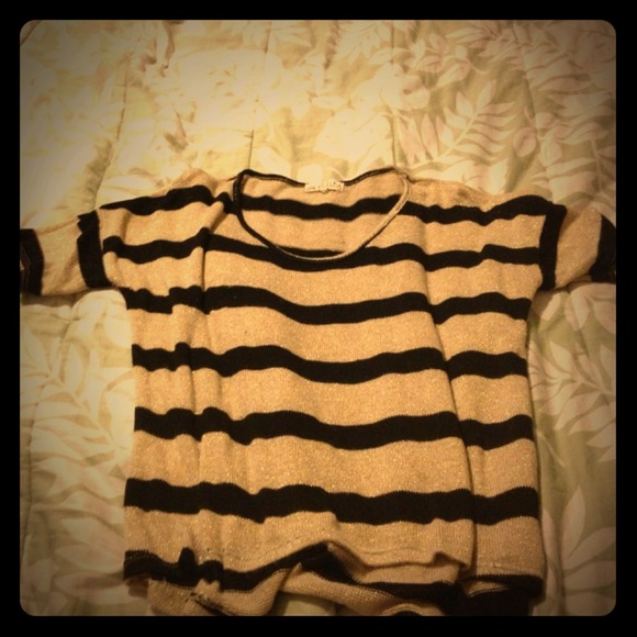 Gold and black striped knit top size medium
