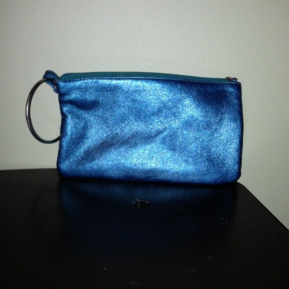 Metallic blue clutch