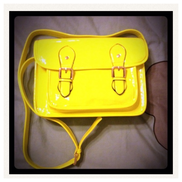 Neon yellow satchel, like new!