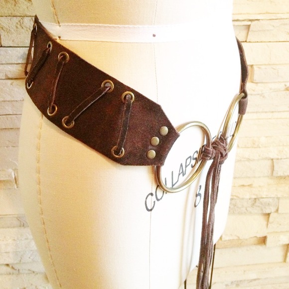 Brown Leather Suede Belt