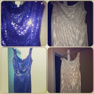 Purple sequence dress Off white sparkly dress