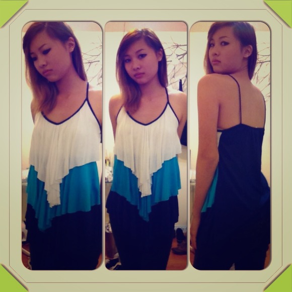 White and Blue layered ombré tank top!