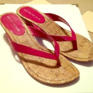 Pink wedge sandals