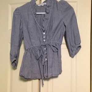 Blue and white striped top