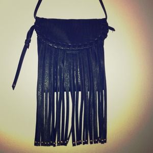 On HOLD - Black small fringe crossbody bag