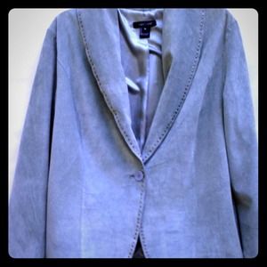 Plus Size Blue Suede Blazer