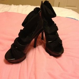 Black platform sandals.