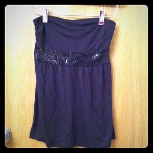 Black tube top- sequin stripe
