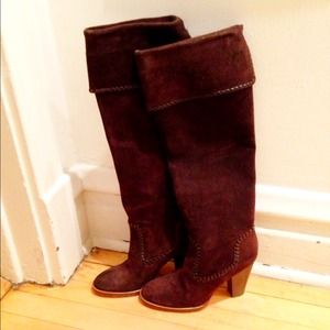 Dark brown suede boots