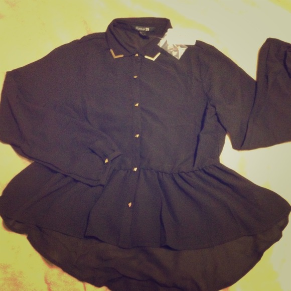 Sheer Black Long  Sleeve Top