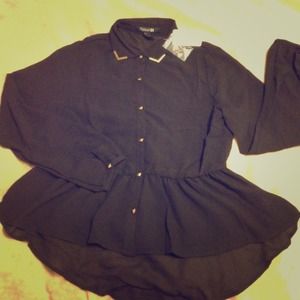 Sheer Black Long  Sleeve Top