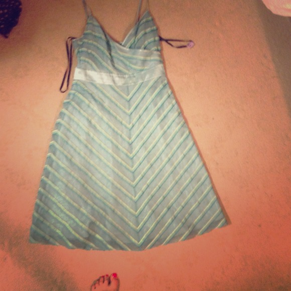 Betsy Johnson striped blue/green cocktail dress.