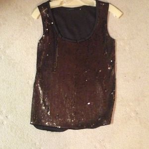 Elie Tahari Sequin Brown Tank