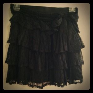 Black ruffle lace skirt
