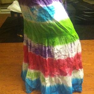 Tie-Dyed Maxi Skirt