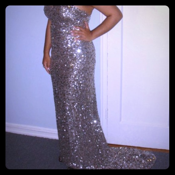 Dazzling silver sequence dress.