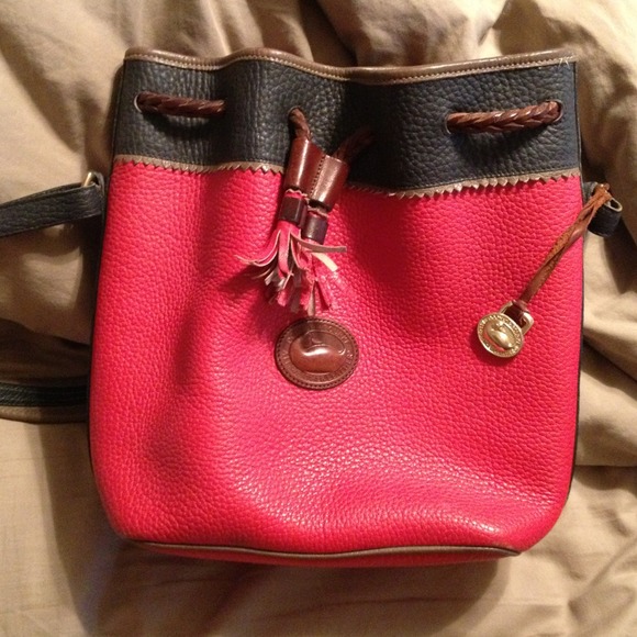 Vintage Dooney&Bourke purse red navy blue & gray