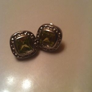 Light green and silver earrings