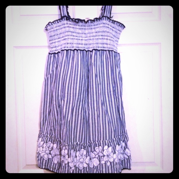 BUNDLE! Navy blue and white sundress and red top