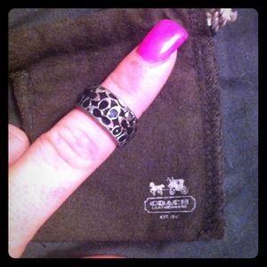 Coach signature black ring size 7
