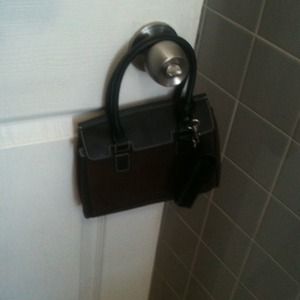 NWOT small purse brown canvas with black leather