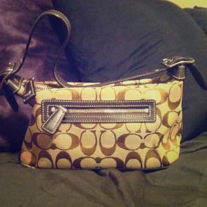 Signature brown top handle pouch AUTHENTIC!!