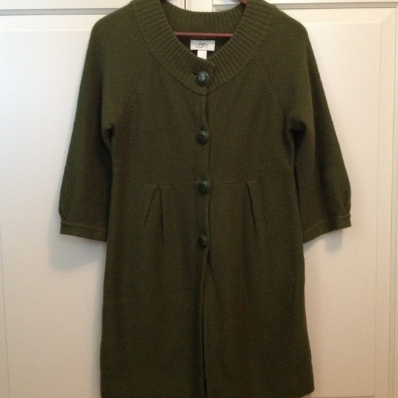 ❌SOLD❌ LOFT dark green long cardigan - Picture 3 of 3