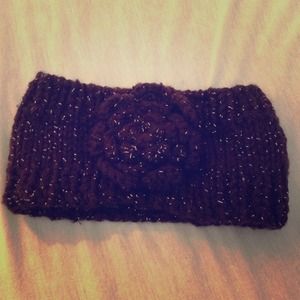 Reserved!! Brown Glitter Head Wrap with Flower