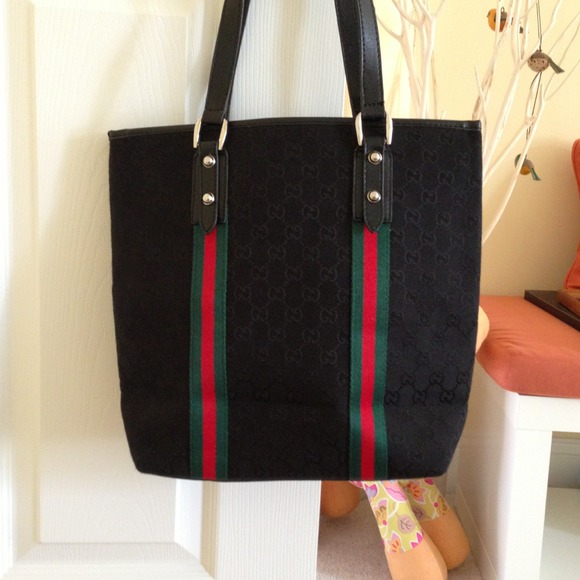 Black tote handbag