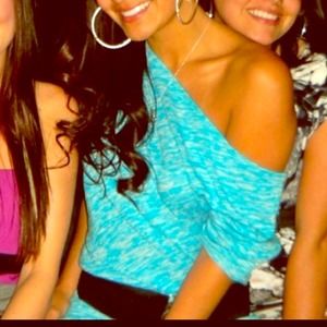 ❌SOLD❌Grey & Turquoise off the Shoulder knit