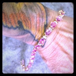 10kgold Pink Sapphire Diamond bracelet