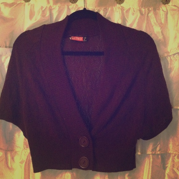Brown Knit Crop Cardigan
