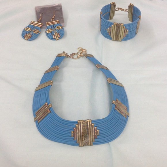 Egyptian look earrings choker, and bracelet