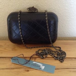 NWTAdorable Kate Landry Black Clutch Purse-Leopard