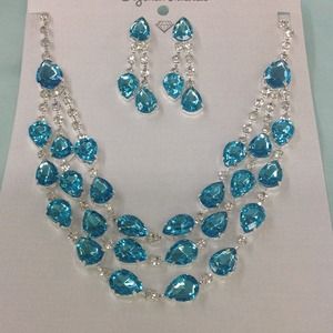 Aqua Marine crystal necklace set