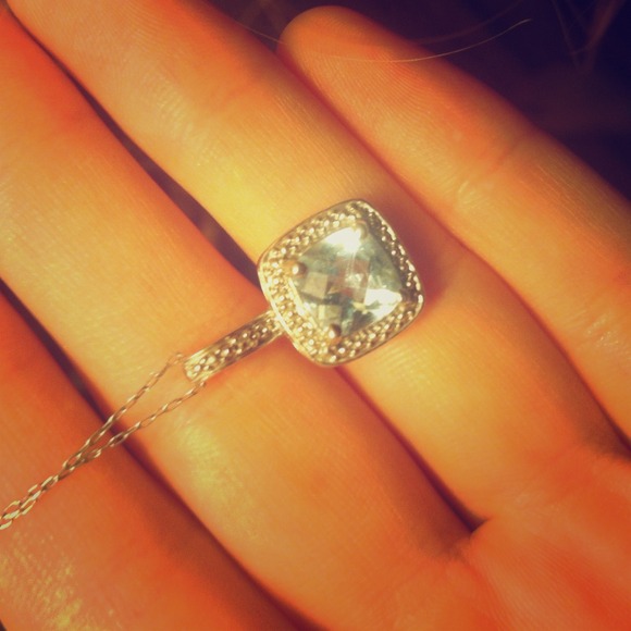 Diamond Topaz necklace Sterling silver chain