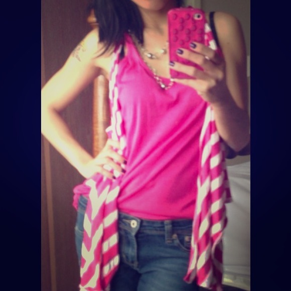 Pink with stripe pink and white top
