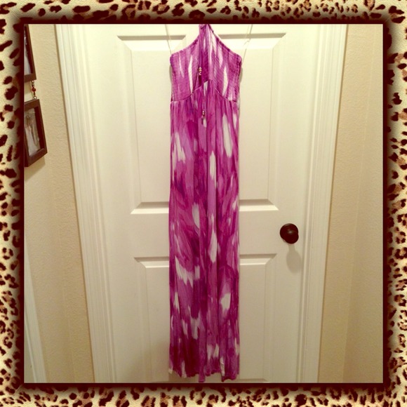 Purple multi colors strapless maxi dress!