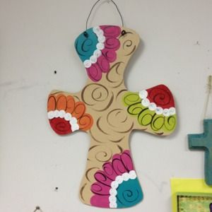 Hand painted Wooden Cross