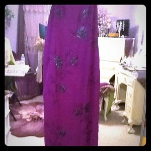 SALE~SZ 18 PROM GOWN Purple beaded formal w/poncho