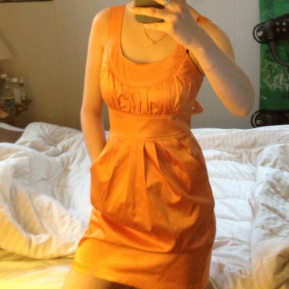 Sherbet orange pocket dress