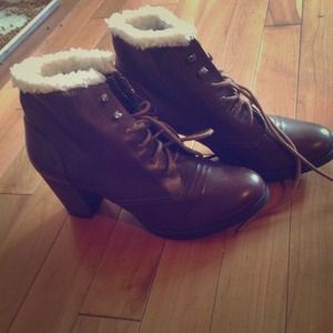 H&M faux shearling ankle boots