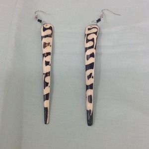 Ebony and ivory African earrings.