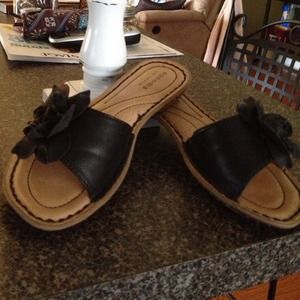 Black slip on with flower