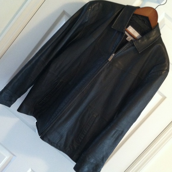 Men's black leather jacket