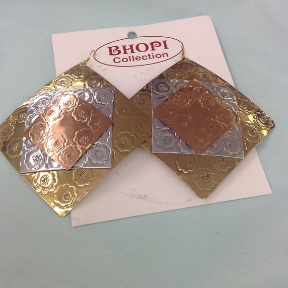 Large diamond shaped earrings